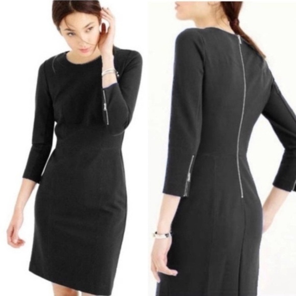 J. Crew Structured Knit Zip Career Dress Black size 4